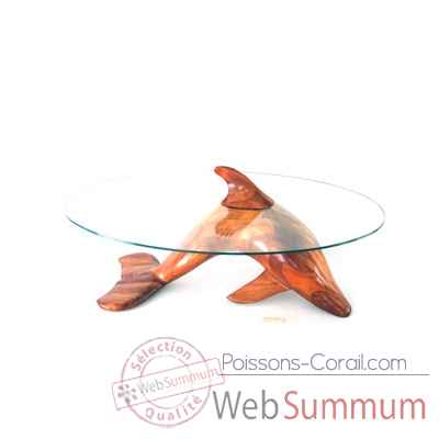 Table basse le dauphin 95 cm en résineux verre trempé, bord poli Lasterne -MDA095-R