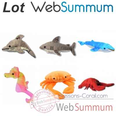 Lot marionnettes a doigts les animaux de la mer et des oceans -LWS-443