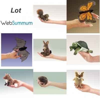 Lot 8 marionnettes à doigts réalistes animaux de la forêt -LWS-454