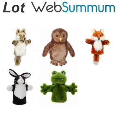 Lot 5 marionnettes à main gant Les animaux des bois -LWS-363
