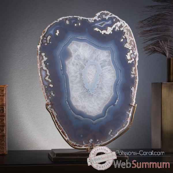 Agate en tranche bleue centre cristal Objet de Curiosité -PUMI809-1
