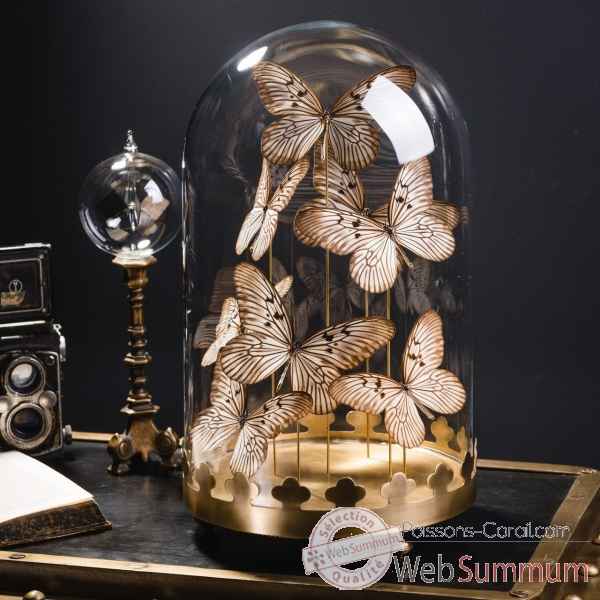 Globe de 8 papillons idea blanchardi Objet de Curiosite -IN127