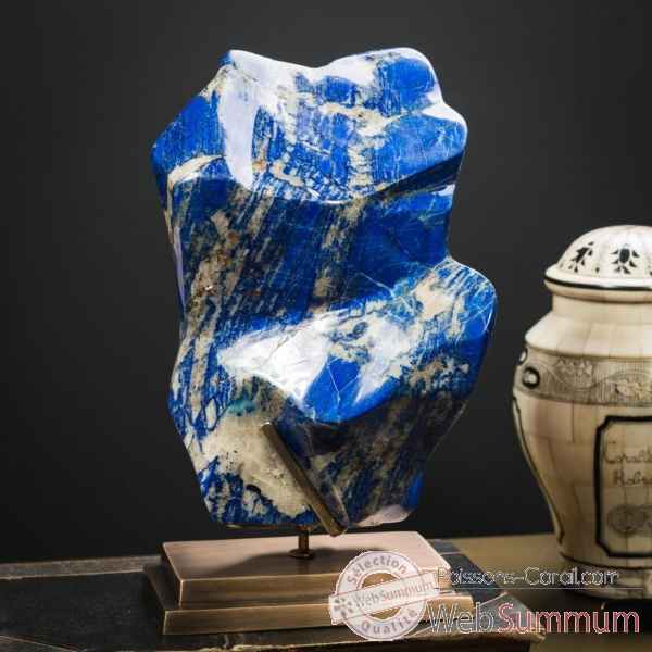 Lapis-lazuli 4kg sur socle laiton Objet de Curiosité -PUMI836