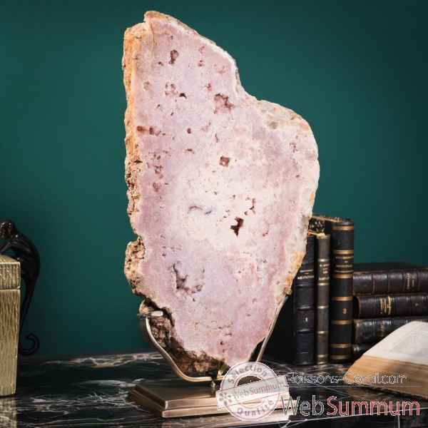 Plaque polie calcédoine sur quartz rose Objet de Curiosité -PUMI895