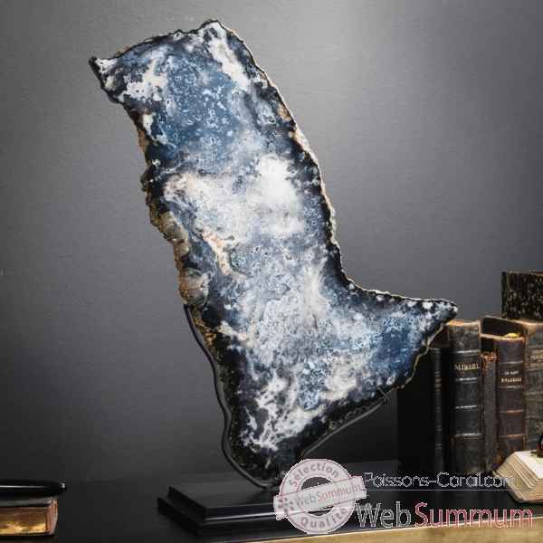Tranche d\'agate noir-bleute (1.5kg) Objet de Curiosite -PUMI956-1