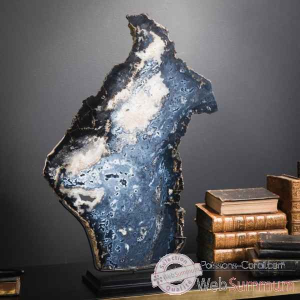 Tranche d\'agate noir-bleuté (2kg) Objet de Curiosité -PUMI957-2