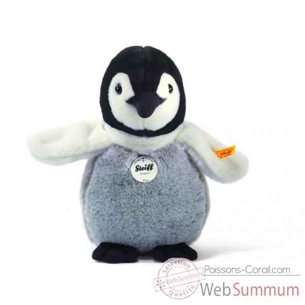 Peluche steiff bébé pingouin flaps, noir/blanc/gris -057090